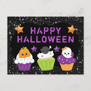 Kawaii Halloween Cupcakes Postkarte