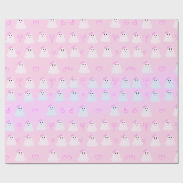 Kawaii Halloween | Cute Pastel Ghosts Geschenkpapier (Flach)
