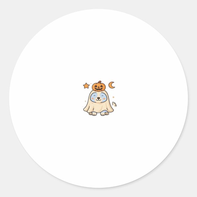 Kawaii Halloween Dog � Pumpkin Ghost Puppy Sticker (Vorderseite)