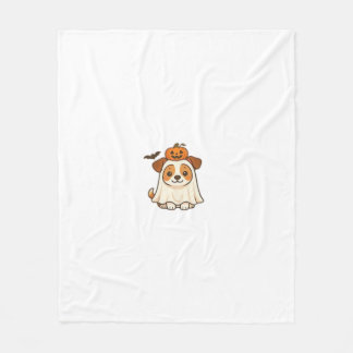 Kawaii Halloween Dog � Pumpkin Ghost Puppy Sticker Fleecedecke
