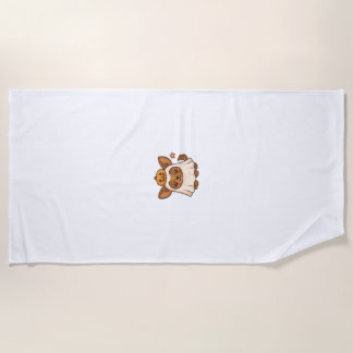 Kawaii Halloween Dog � Pumpkin Ghost Puppy Sticker Strandtuch