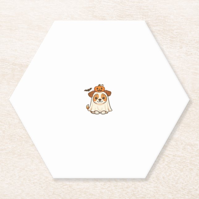 Kawaii Halloween Dog � Pumpkin Ghost Puppy Sticker Untersetzer (Vorderseite)