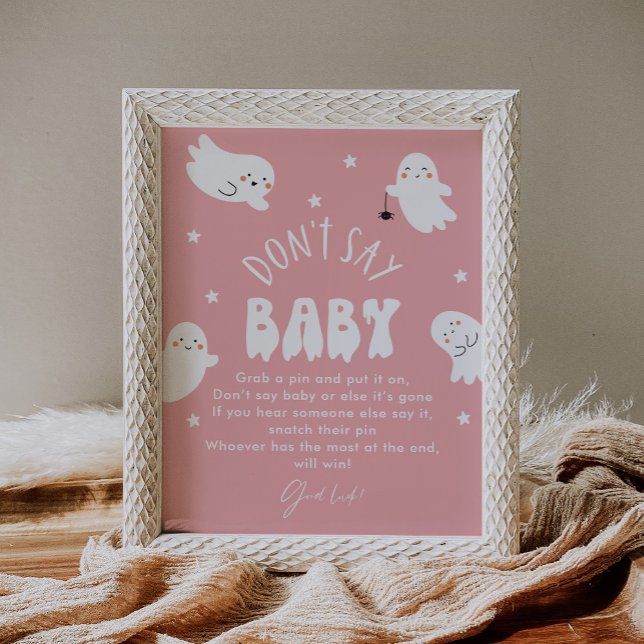 Kawaii Halloween Don't Say Baby Shower Game Sign Poster (Von Creator hochgeladen)