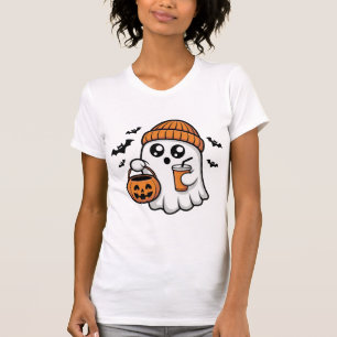Kawaii-Halloween-Geist Orange Mütze Herbstgeist T-Shirt