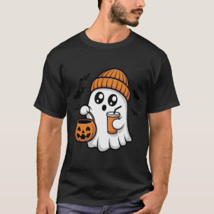 Kawaii-Halloween-Geist Orange Mütze Herbstgeist T-Shirt