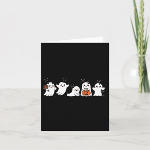 Kawaii Halloween-Geister mit schwarzen Katzen Grus Karte