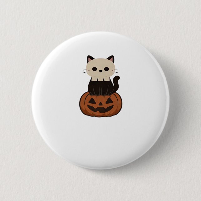 Kawaii Halloween Katze und Kürbis Oversifizierter  Button (Vorderseite)
