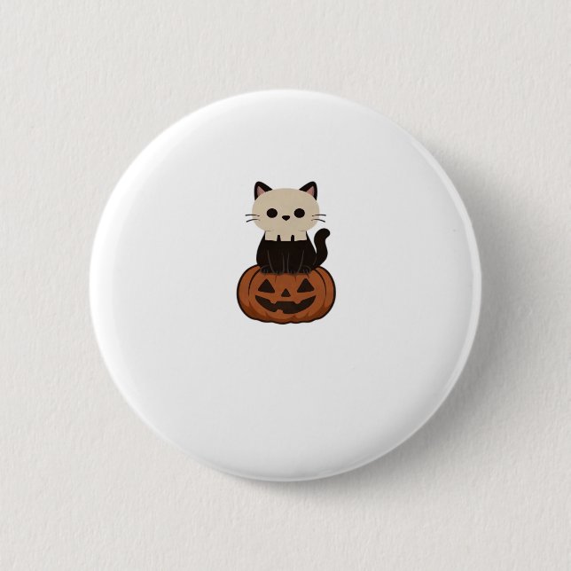 Kawaii Halloween Katze und Kürbis Oversifizierter  Button (Vorderseite)