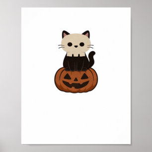 Kawaii Halloween Katze und Kürbis Oversifizierter  Poster