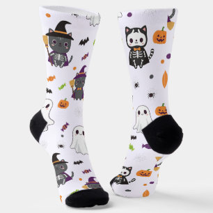 Kawaii Halloween Katzen und Geistersocken Socken