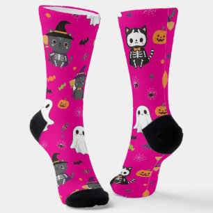 Kawaii Halloween Katzen und Geistersocken Socken