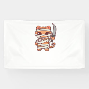 Kawaii Halloween Mummy Cat mit Sword Classic T-Sh Banner