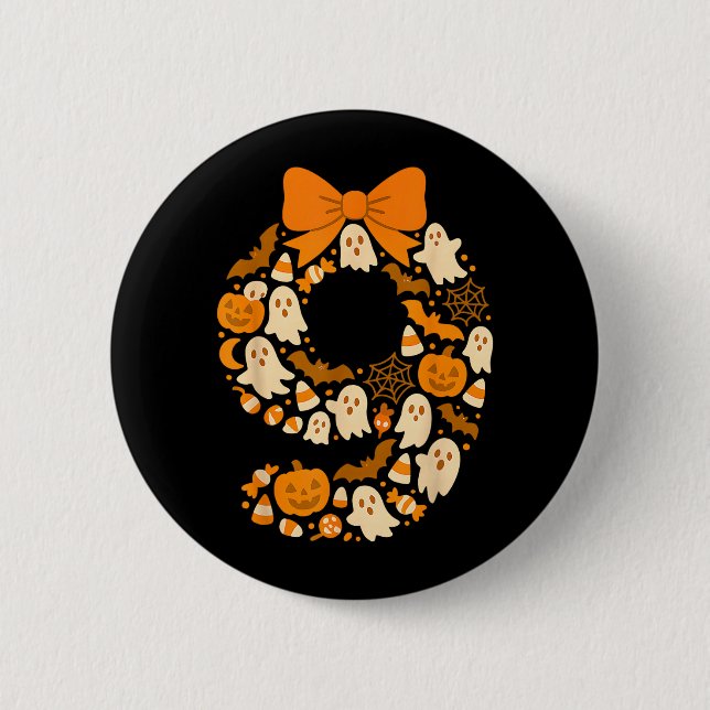Kawaii Halloween Neunter Geburtstag Nummer Neun 9  Button (Vorderseite)