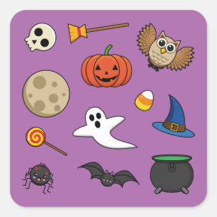 Kawaii Halloween Pack Quadratischer Aufkleber