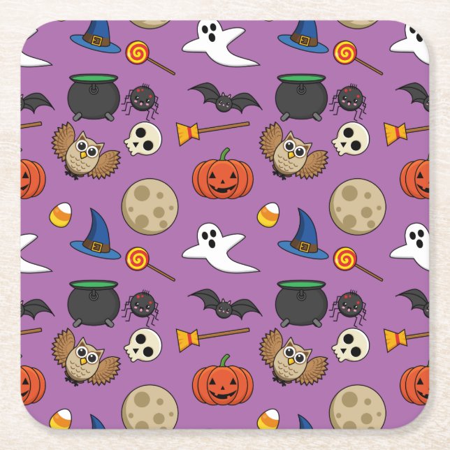 Kawaii Halloween Pack Rechteckiger Pappuntersetzer (Vorderseite)