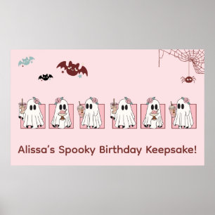 Kawaii Halloween-Poster - Rosa Geister Poster