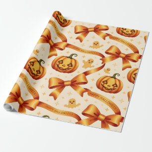 Kawaii Halloween Pumpkin & Bows Gift Wrapping Papa Geschenkpapier
