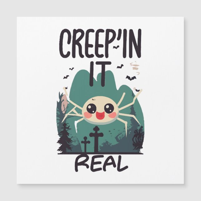 Kawaii Halloween Spider Pun Magnetkarte (Vorderseite)