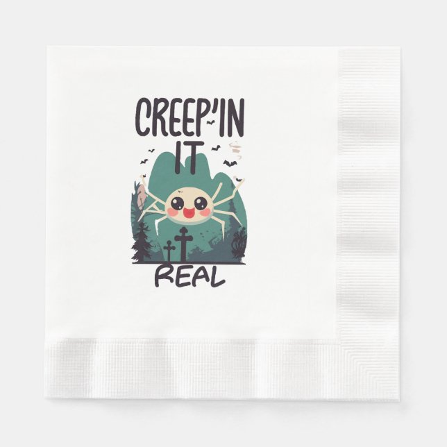 Kawaii Halloween Spider Pun Serviette (Vorderseite)