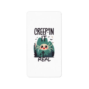 Kawaii-Halloween-Spinnen-Wortspiel Adressaufkleber