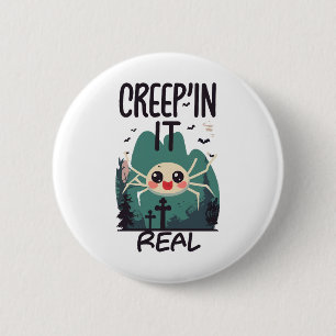 Kawaii-Halloween-Spinnen-Wortspiel Button
