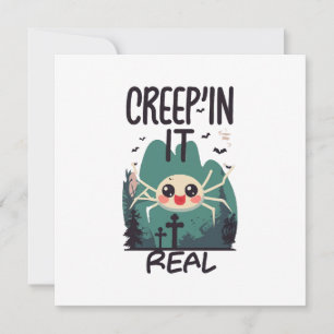 Kawaii-Halloween-Spinnen-Wortspiel Einladung
