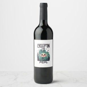 Kawaii-Halloween-Spinnen-Wortspiel Weinetikett