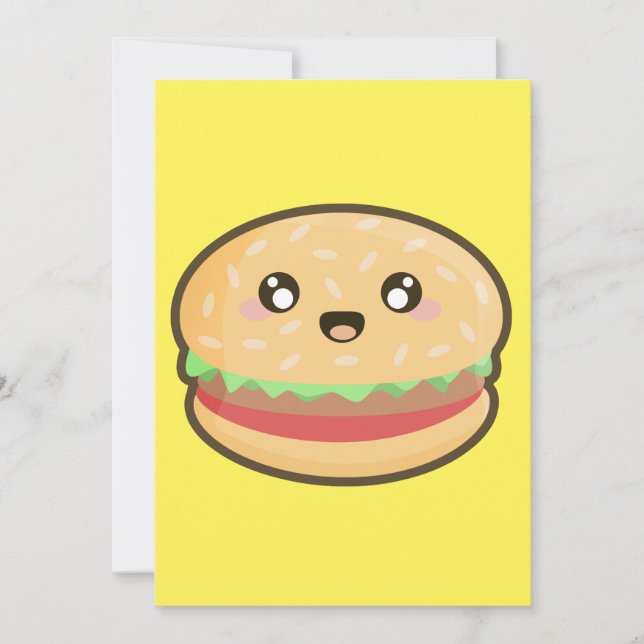 Kawaii Hamburger Einladung (Vorderseite)