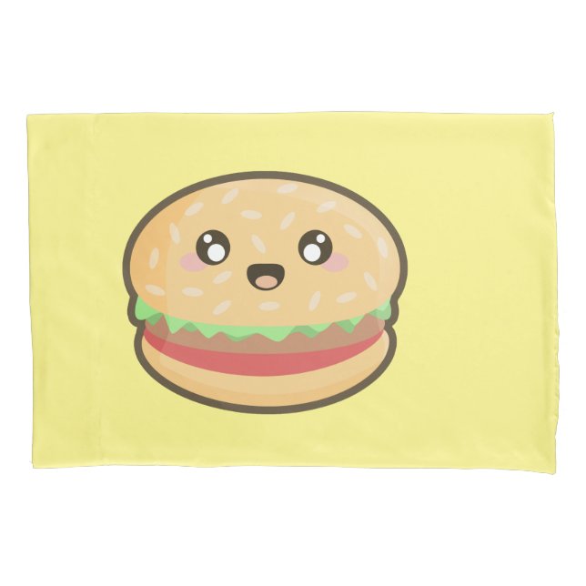 Kawaii Hamburger Kissenbezug (Vorderseite)