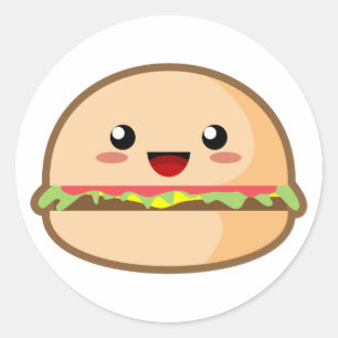 Kawaii Hamburger Runder Aufkleber