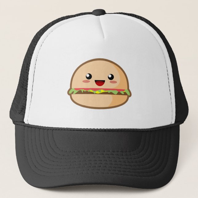 Kawaii Hamburger Truckerkappe (Vorderseite)