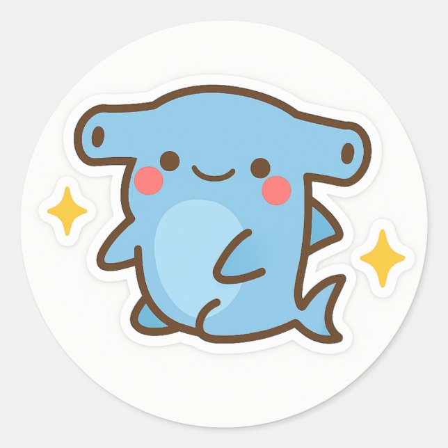Kawaii Hammerhead Shark Sticker (Vorderseite)