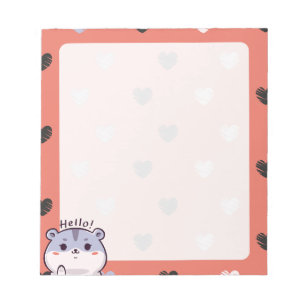 Kawaii Hamster & Hearts Notepad Notizblock