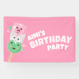 Kawaii Hanami Dango Birthday Party Banner