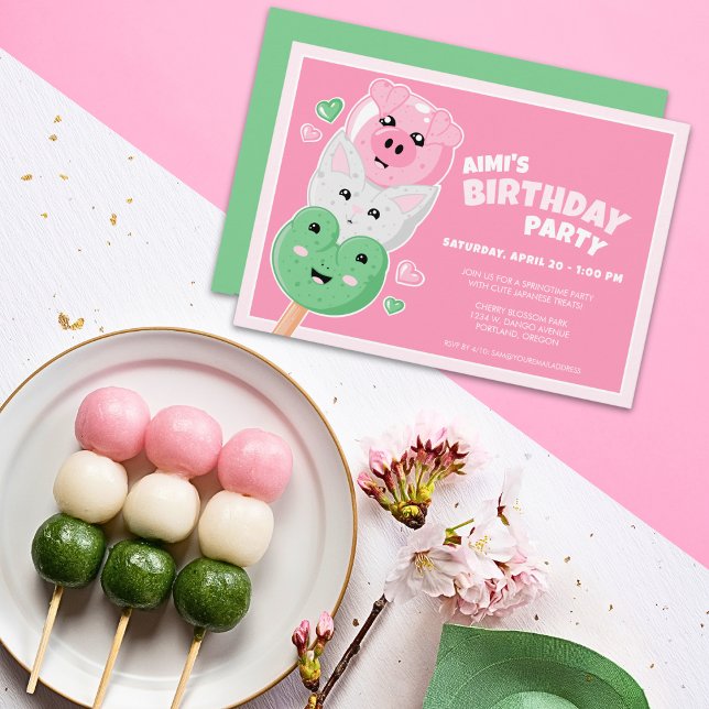 Kawaii Hanami Dango Birthday Party Einladung (Von Creator hochgeladen)