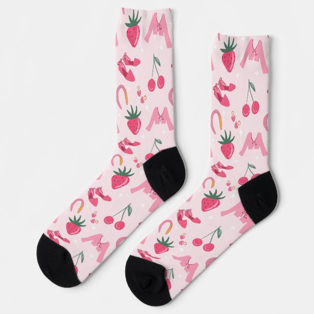 Kawaii Hand-drawn Girly Things Seamless Pattern Socken (Linkes Detail)