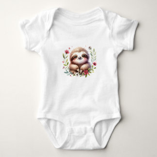 Kawaii Hanging Sloth Art Baby Strampler