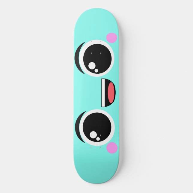 Kawaii Happy Anime Faced Aqua Skateboard (Vorderseite)