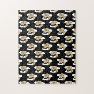 Kawaii Happy Bat Flying auf Vollmond-Muster Puzzle