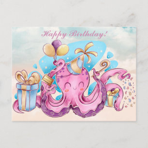 Kawaii Happy Birthday Postcard Postkarte