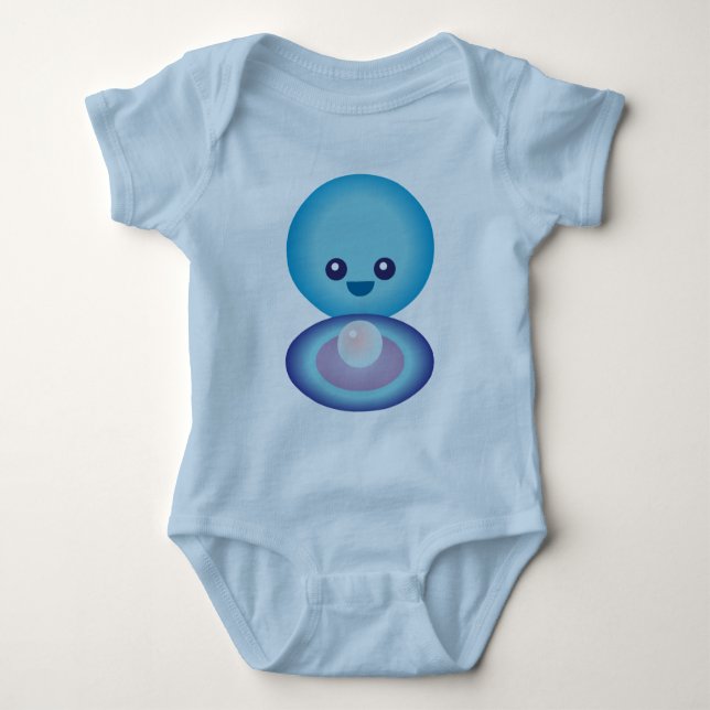 Kawaii Happy Clam Baby Strampler (Vorderseite)