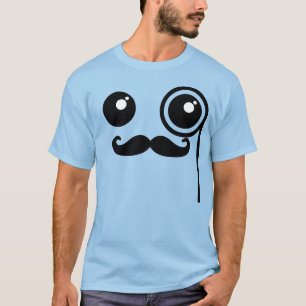Kawaii Happy Face mit Monocle und Mustache T-Shir T-Shirt