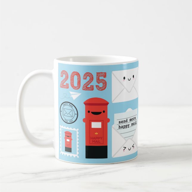 Kawaii Happy Mail 2025 Kalender Kaffeetasse (Links)