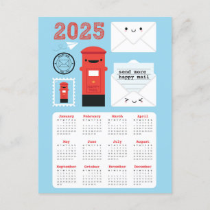 Kawaii Happy Mail 2025 Kalender Postkarte