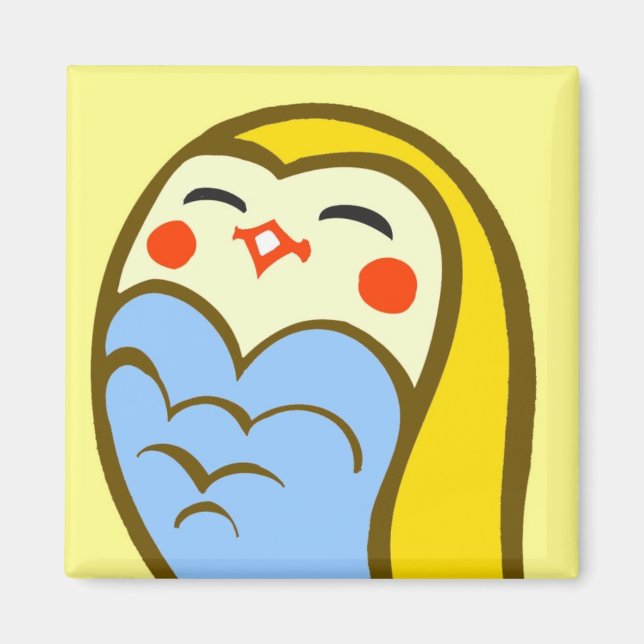 Kawaii Happy Owl Magnet (Vorne)