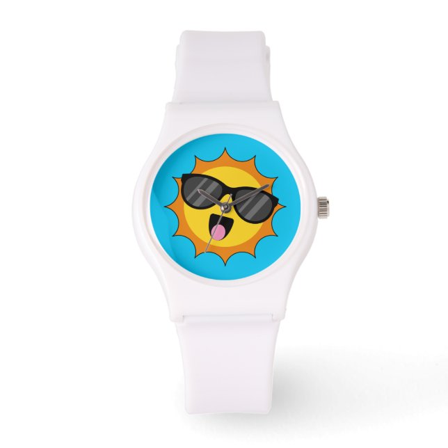 Kawaii Happy Sun mit Sonnenbrille Armbanduhr (Vorderseite)