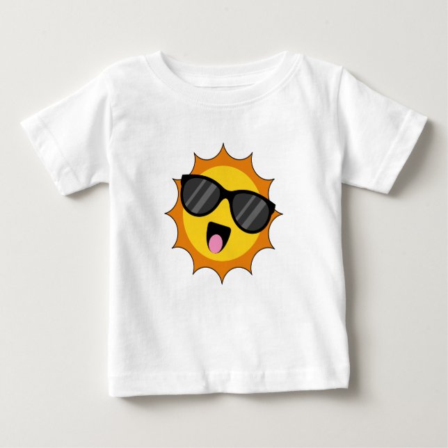 Kawaii Happy Sun mit Sonnenbrille Baby T-shirt (Vorderseite)