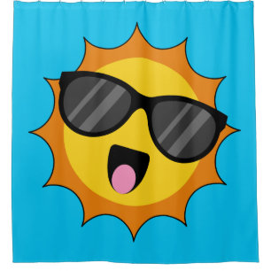 Kawaii Happy Sun mit Sonnenbrille Duschvorhang