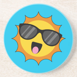 Kawaii Happy Sun mit Sonnenbrille Getränkeuntersetzer