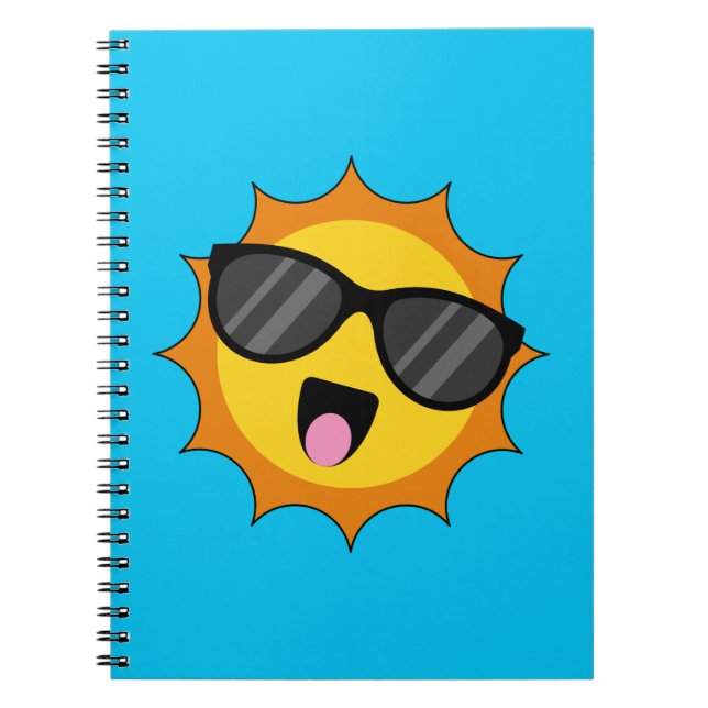Kawaii Happy Sun mit Sonnenbrille Notizblock (Vorderseite)